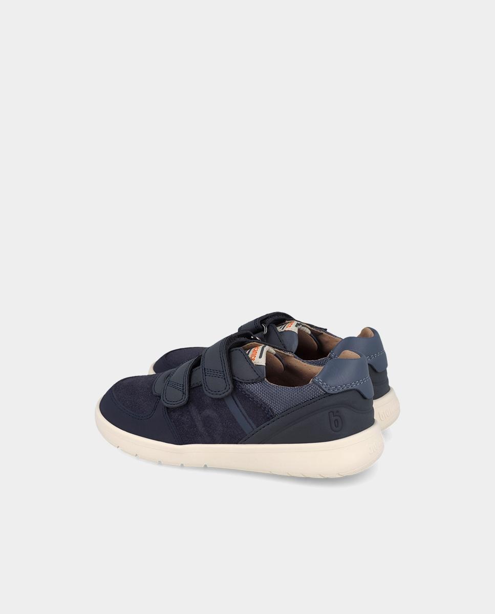 Imagen 3 de Zapatillas de piel barefoot de niño con cierre ajustable - Biomecanics - Azul marino Azul marino