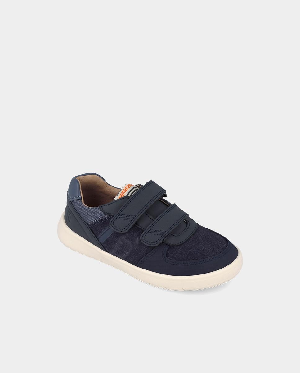 Imagen 4 de Zapatillas de piel barefoot de niño con cierre ajustable - Biomecanics - Azul marino Azul marino