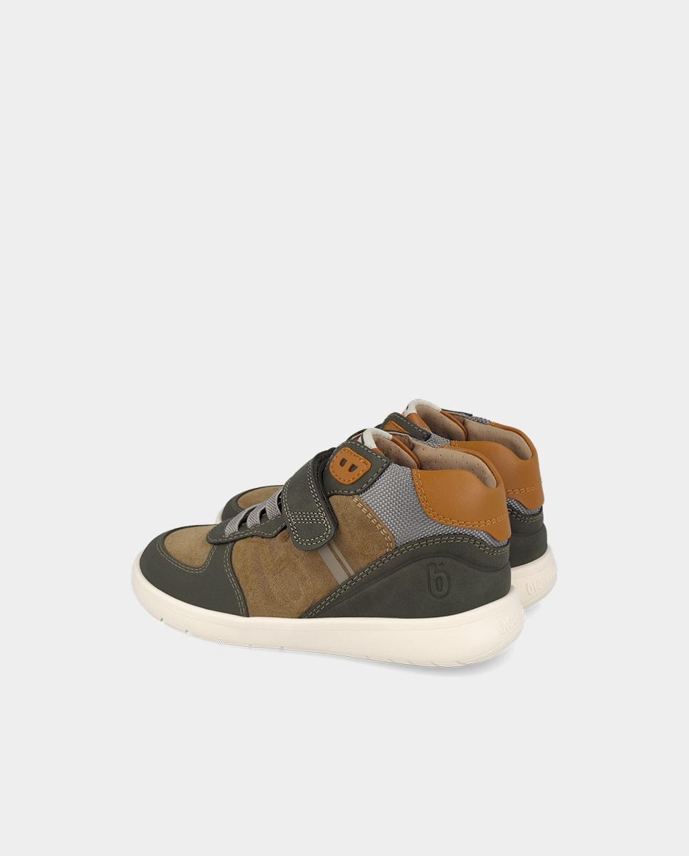 Botines barefoot de niño en piel con cierre ajustable - Biomecanics - Kaki Kaki-3