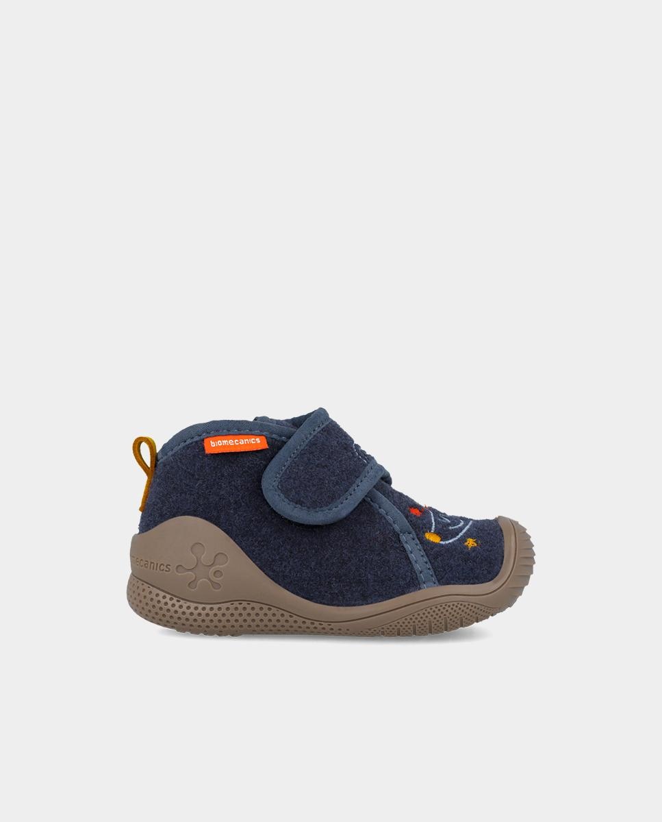 Imagen 0 de Zapatillas de casa cerradas de bebé niño en fieltro con cierre ajustable Azul marino