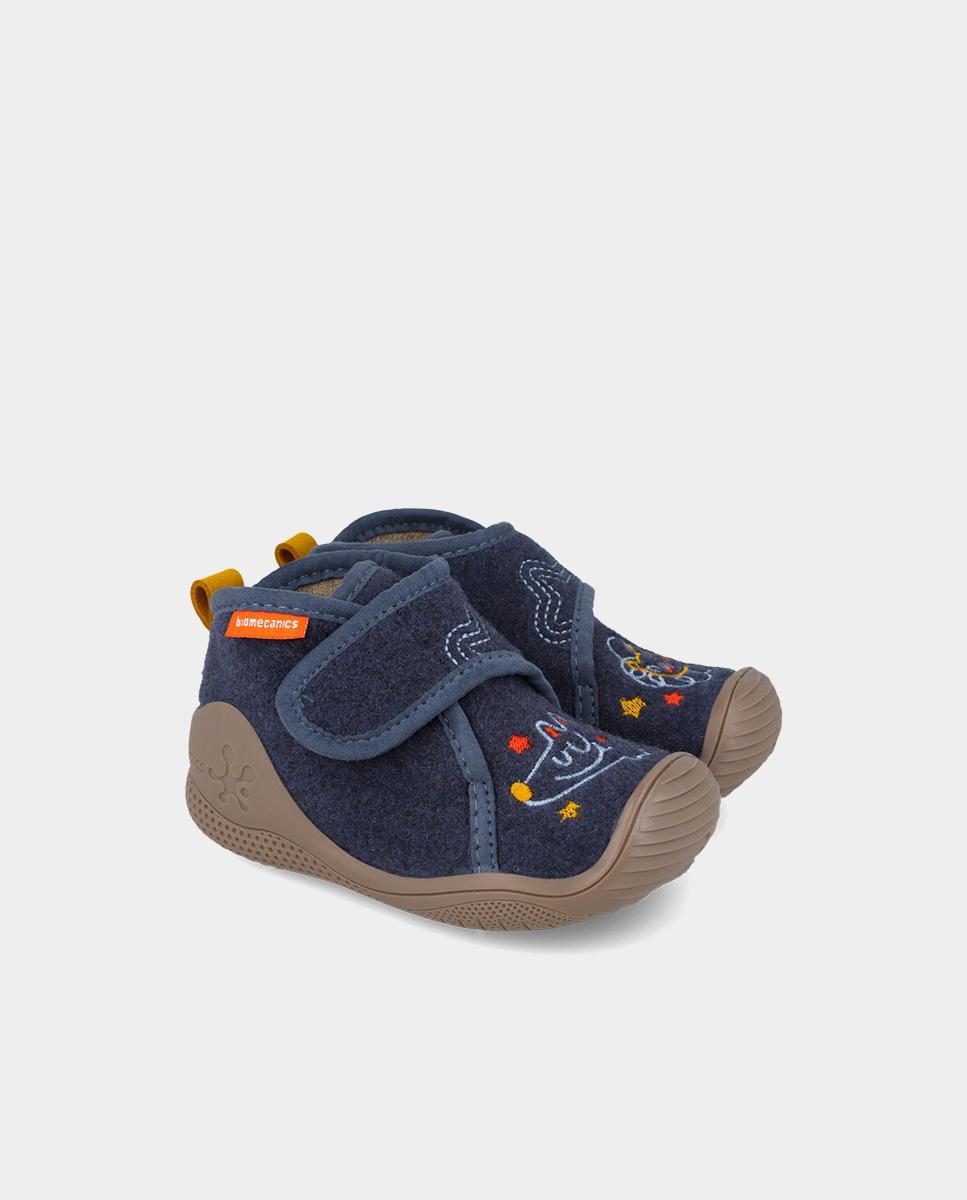 Zapatillas de casa cerradas de bebé niño en fieltro con cierre ajustable - Biomecanics - Azul marino Azul marino-2