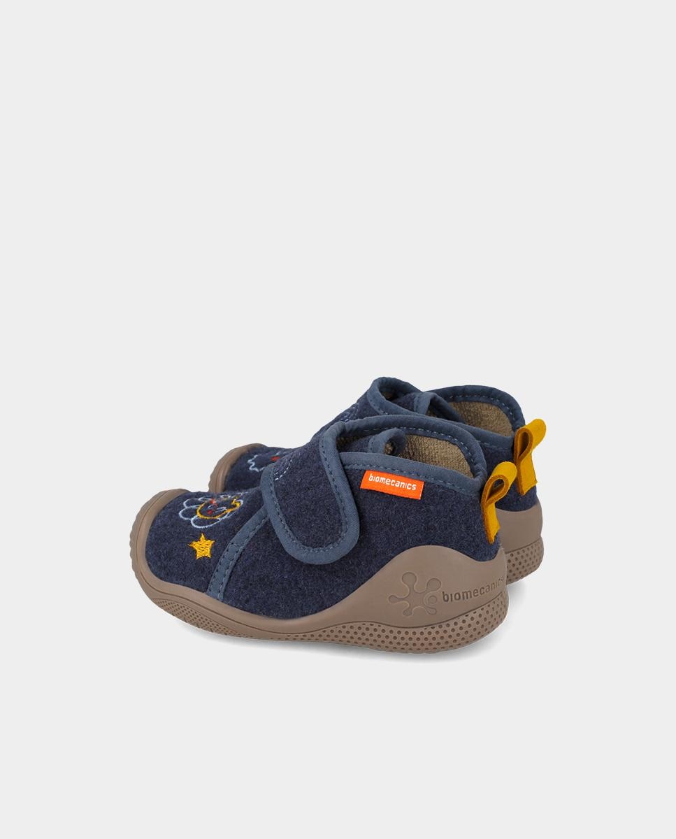 Zapatillas de casa cerradas de bebé niño en fieltro con cierre ajustable - Biomecanics - Azul marino Azul marino-3