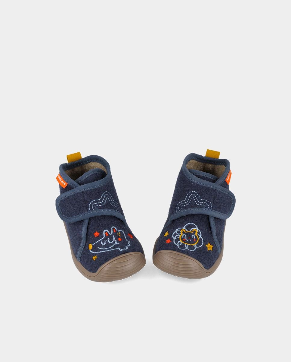 Zapatillas de casa cerradas de bebé niño en fieltro con cierre ajustable - Biomecanics - Azul marino Azul marino-6
