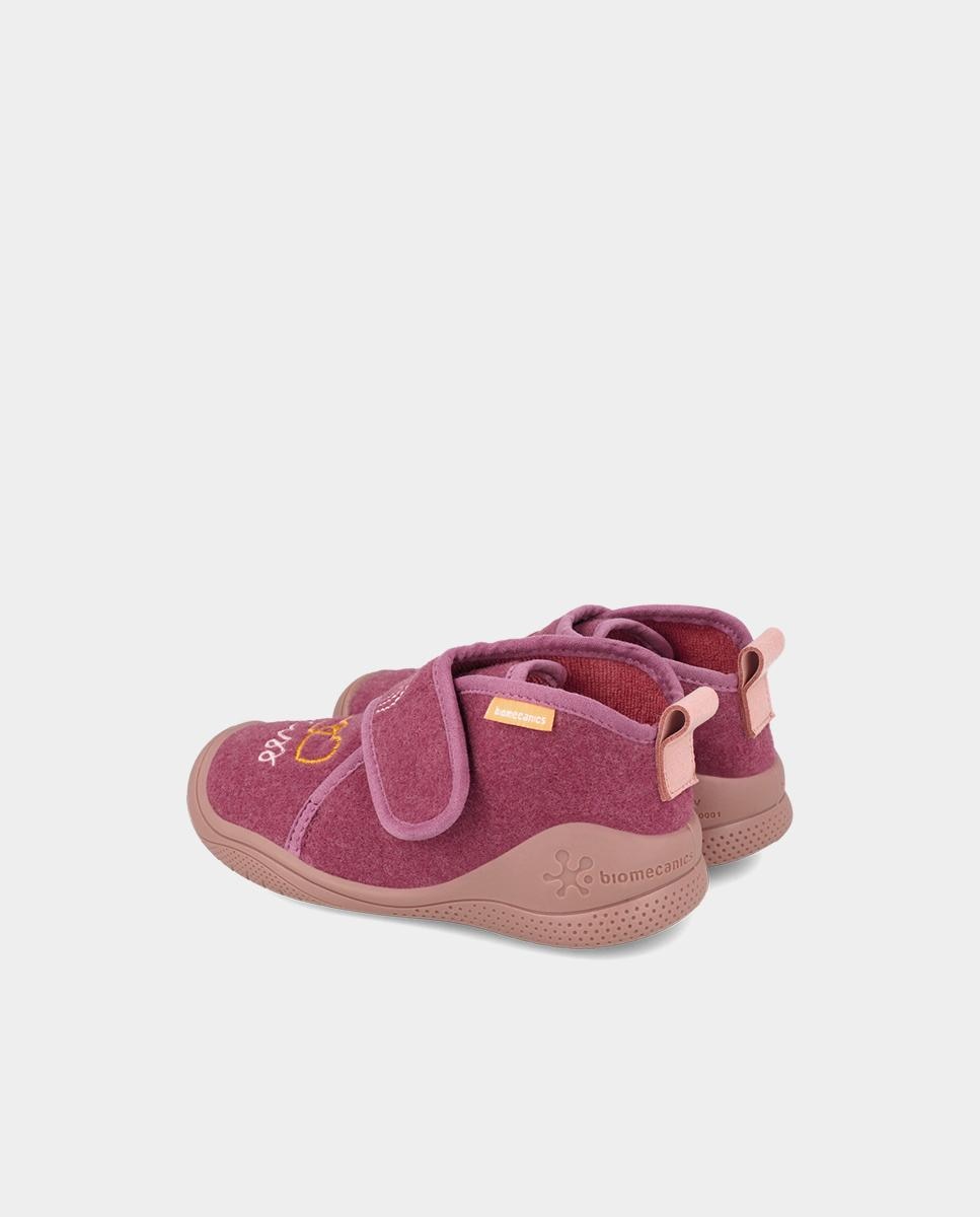 Zapatillas de casa cerradas de niña en fieltro con cierre ajustable - Biomecanics - Rosa Rosa-3