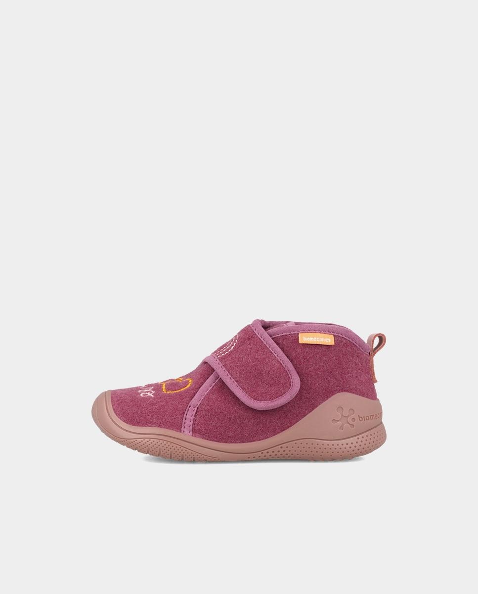 Zapatillas de casa cerradas de niña en fieltro con cierre ajustable - Biomecanics - Rosa Rosa-5