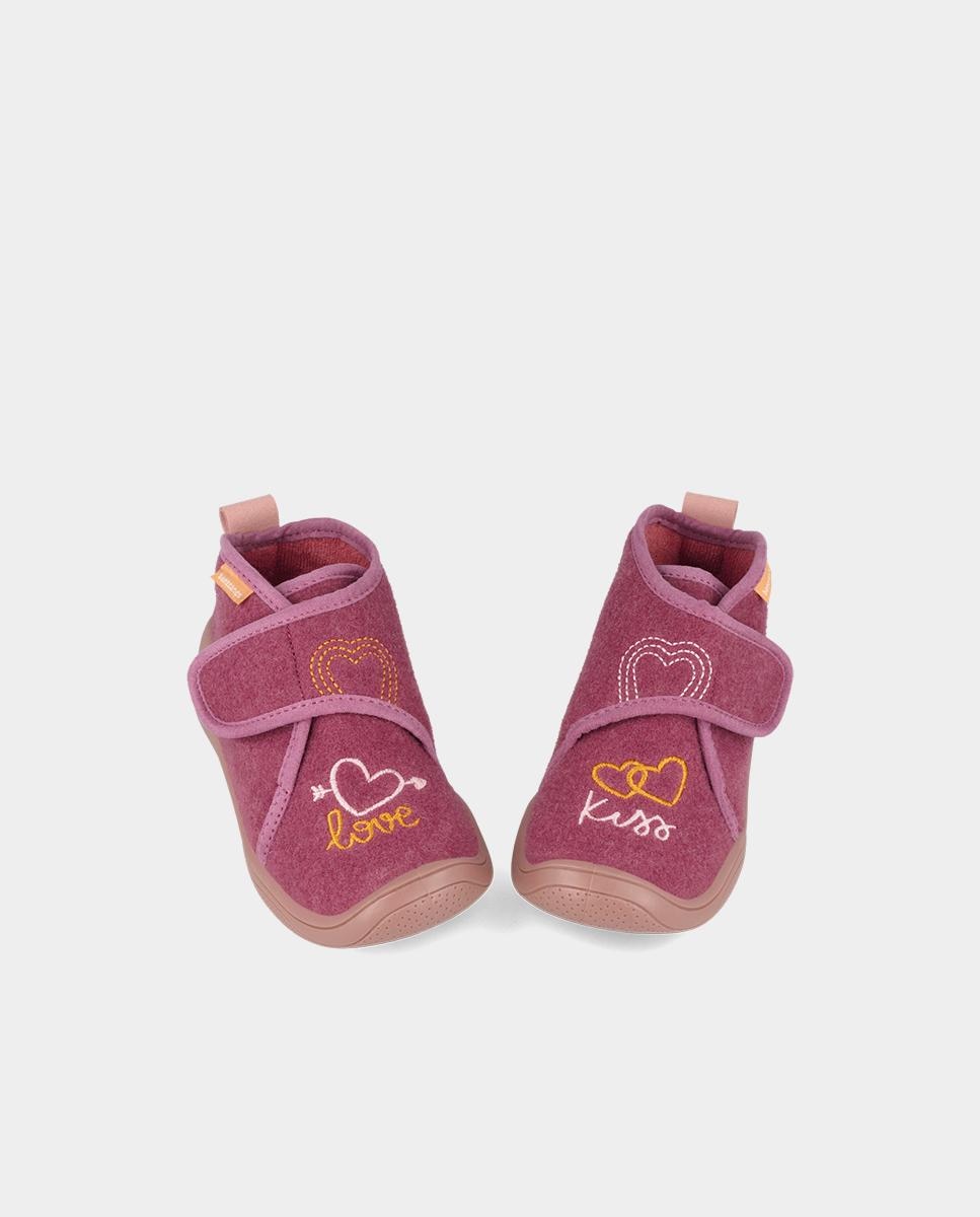 Zapatillas de casa cerradas de niña en fieltro con cierre ajustable - Biomecanics - Rosa Rosa-6