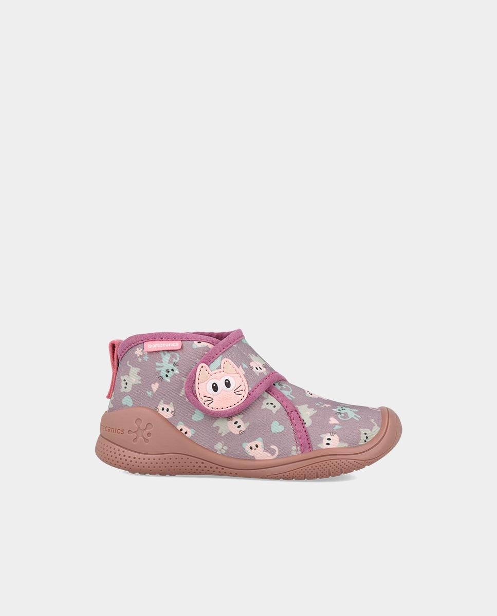 Imagen 0 de Zapatillas de casa cerradas de niña en algodón con cierre ajustable Lila