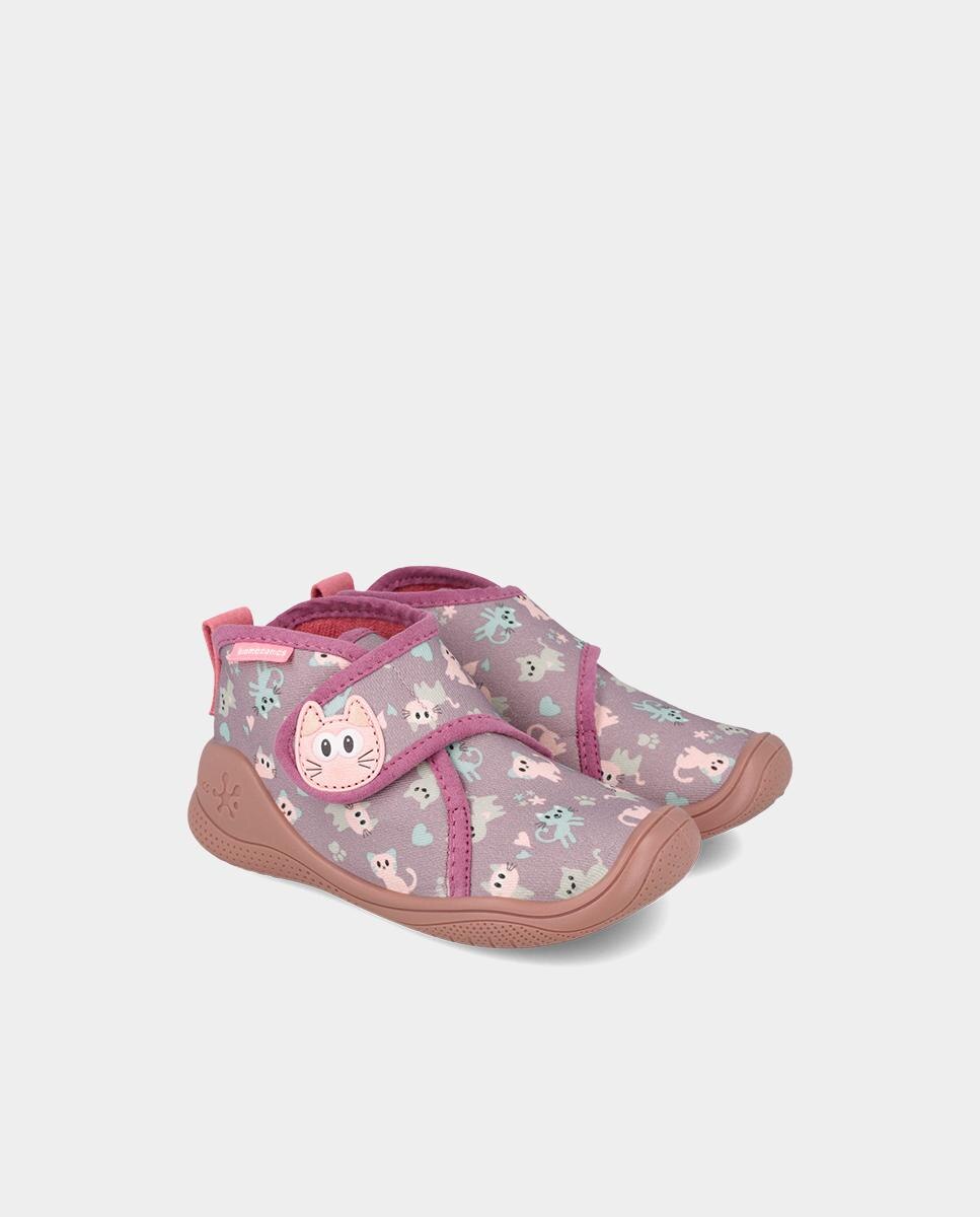 Zapatillas de casa cerradas de niña en algodón con cierre ajustable - Biomecanics - Lila Lila-2