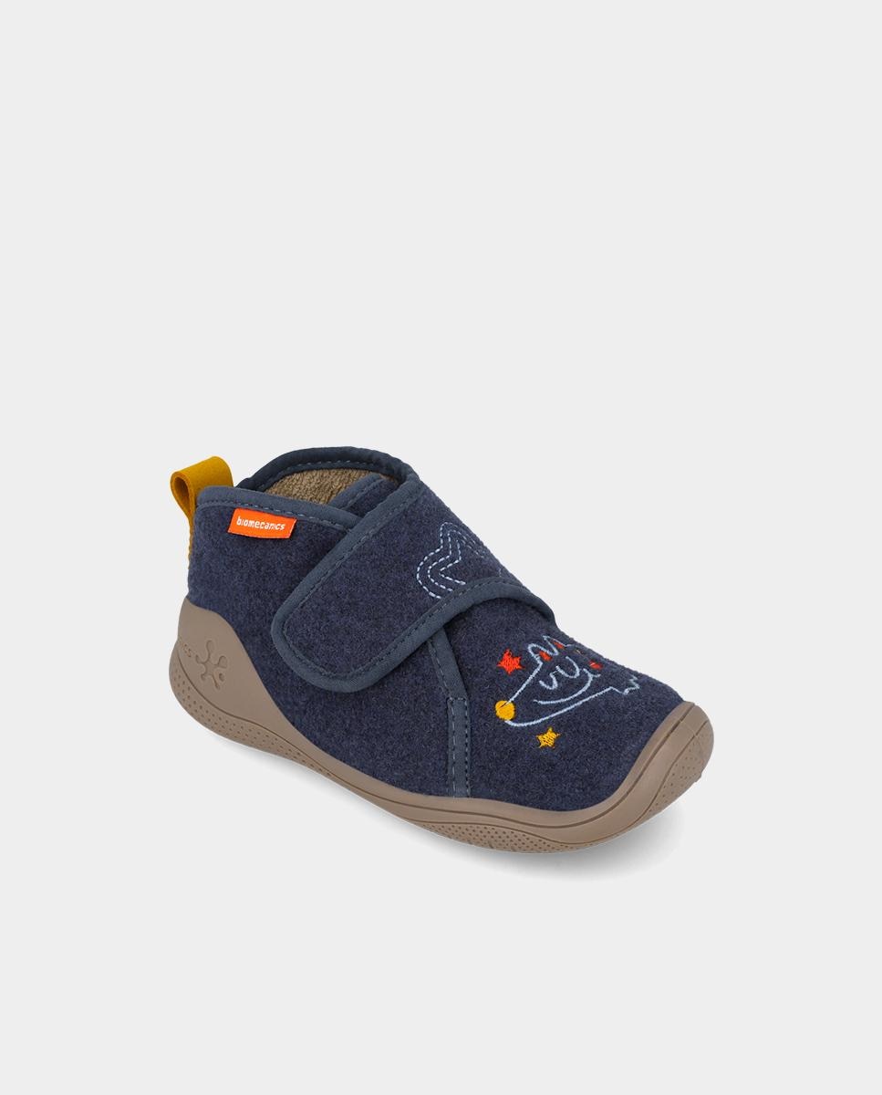 Imagen 4 de Zapatillas de casa cerradas de niño en fieltro con cierre ajustable - Biomecanics - Azul marino Azul marino
