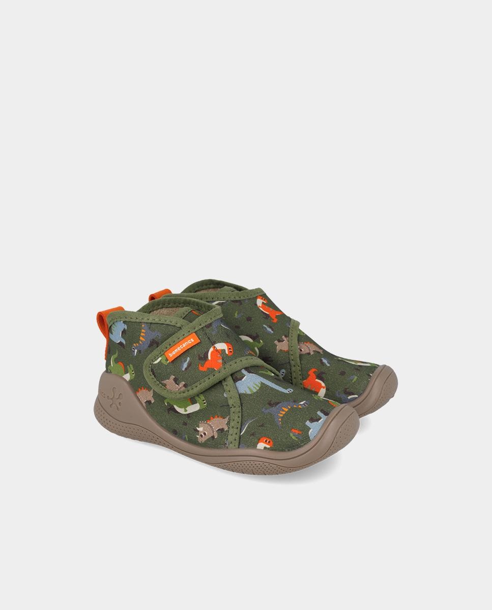 Zapatillas de casa cerradas de niño en algodón con cierre ajustable - Biomecanics - Verde Verde-2