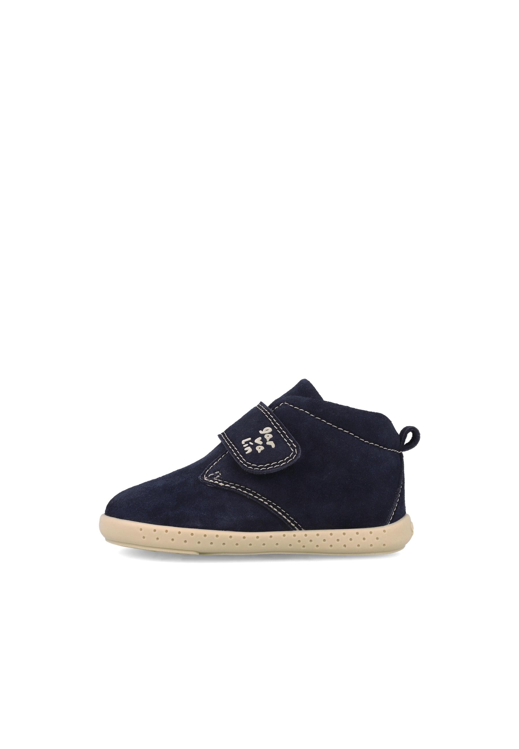 Imagen 0 de Botines barefoot de niños de  piel con puntera protectora y forro on-steam Azul marino