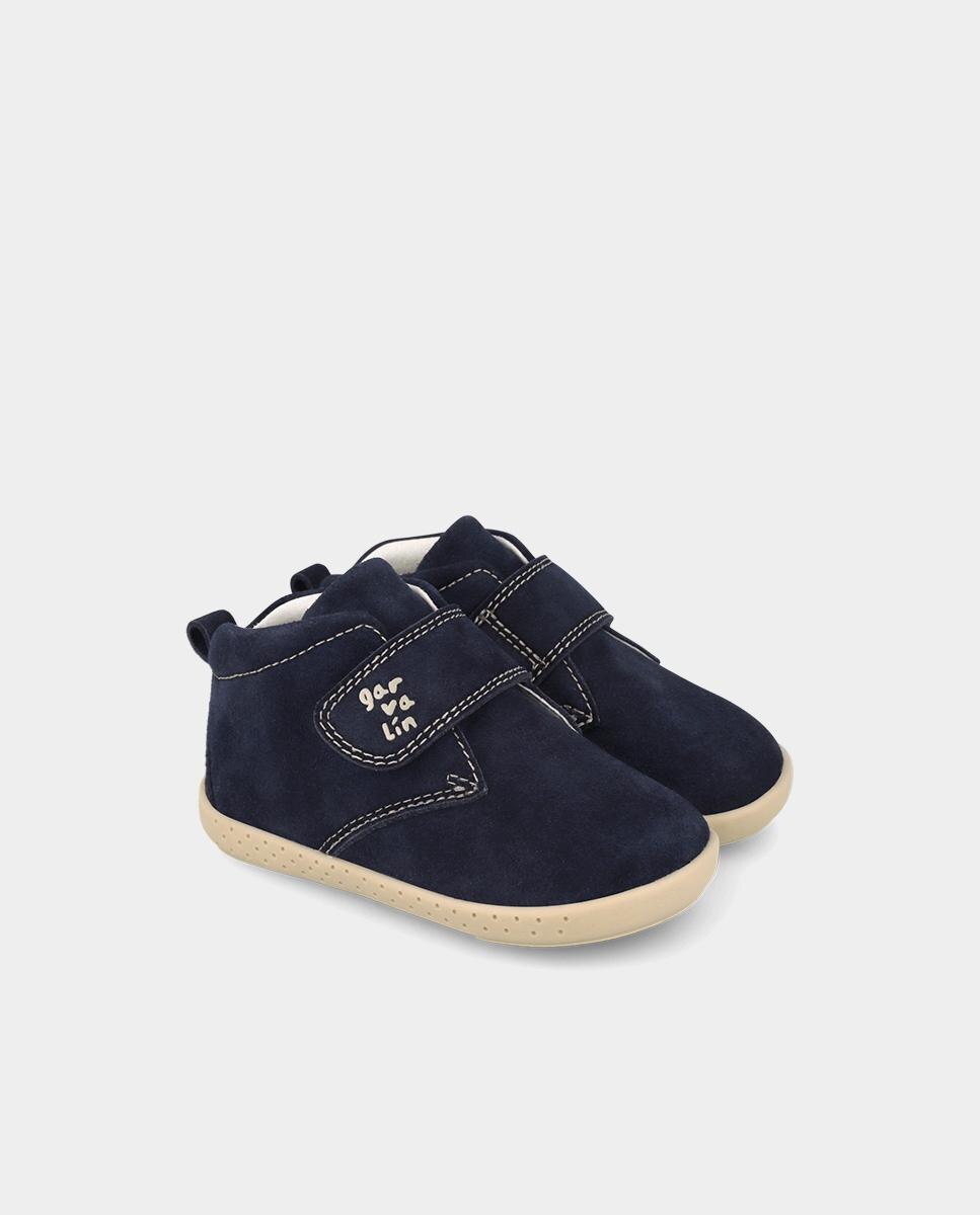 Botines barefoot de niños de piel con puntera protectora y forro on-steam - Garvalín - Azul marino Azul marino-2
