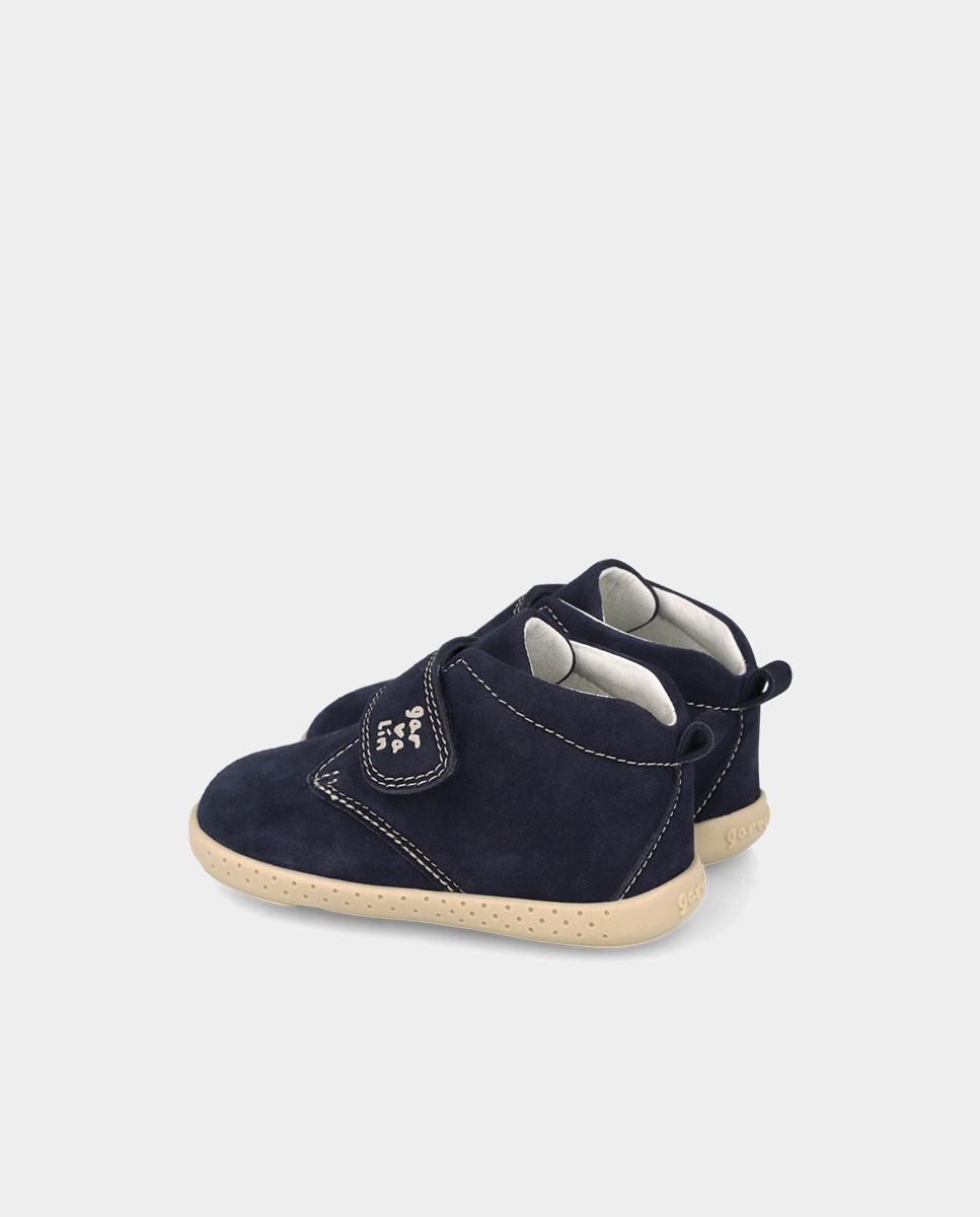 Botines barefoot de niños de piel con puntera protectora y forro on-steam - Garvalín - Azul marino Azul marino-3