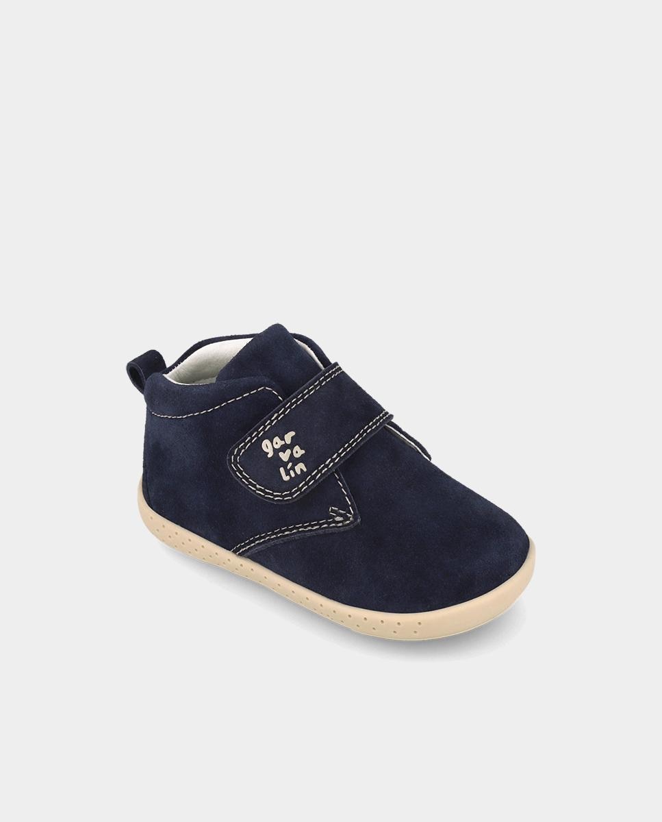 Botines barefoot de niños de piel con puntera protectora y forro on-steam - Garvalín - Azul marino Azul marino-4