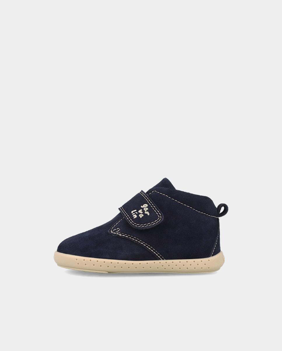 Botines barefoot de niños de piel con puntera protectora y forro on-steam - Garvalín - Azul marino Azul marino-5