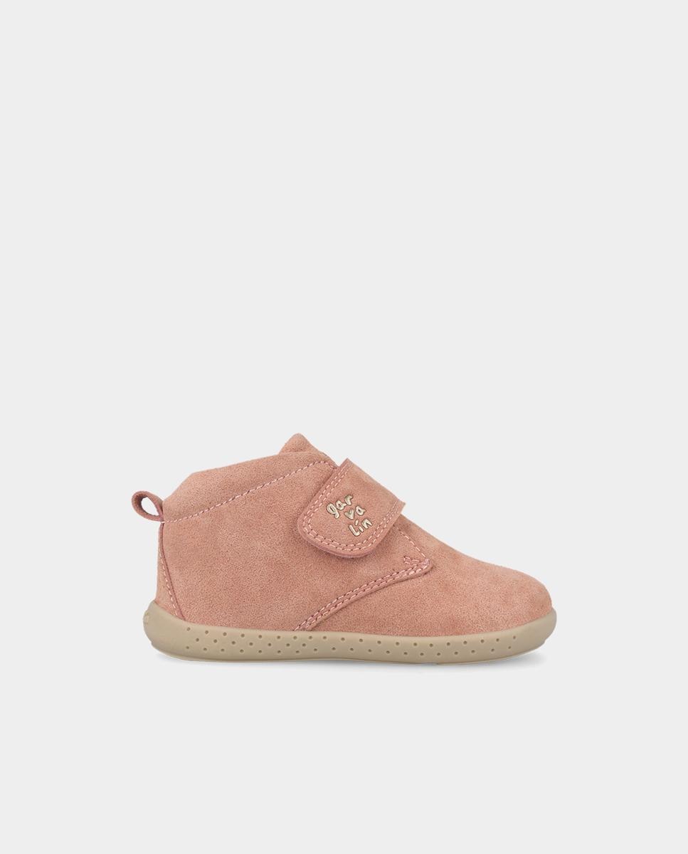 Botines barefoot de niños de piel con puntera protectora y forro on-steam - Garvalín - Rosa pastel Rosa pastel-1