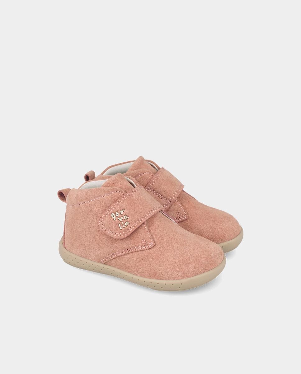 Botines barefoot de niños de piel con puntera protectora y forro on-steam - Garvalín - Rosa pastel Rosa pastel-2