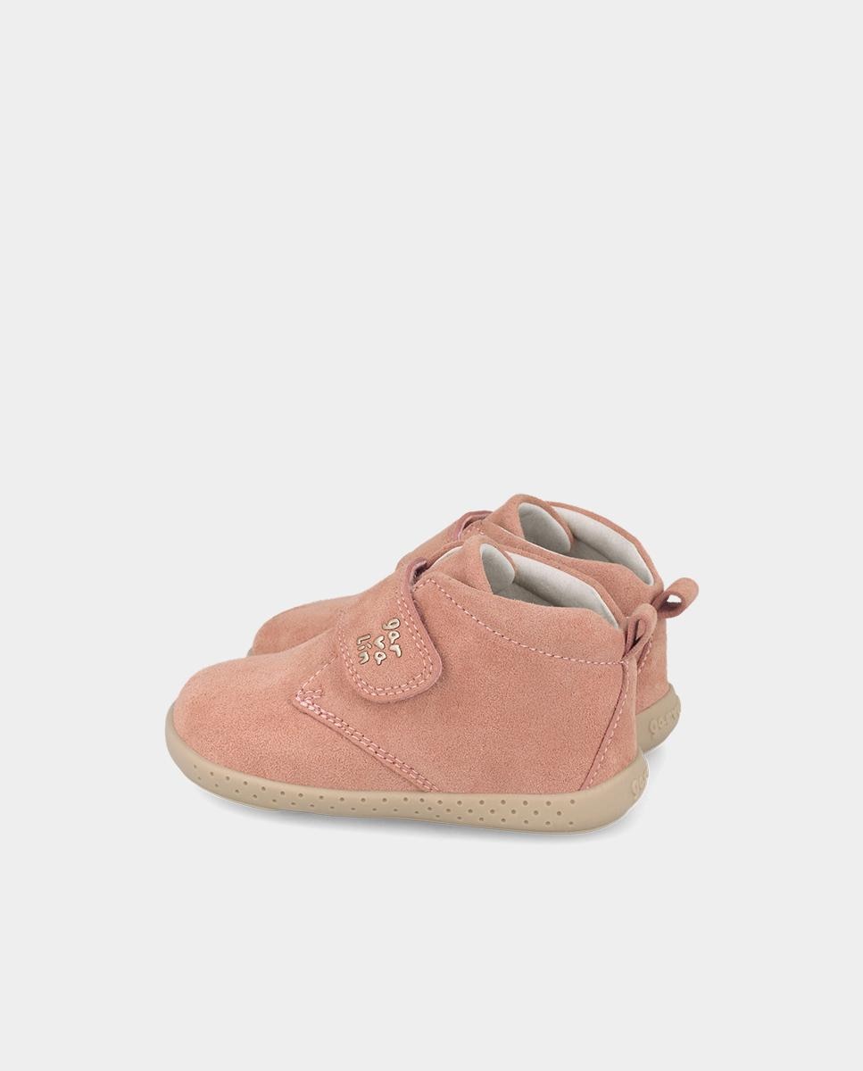 Botines barefoot de niños de piel con puntera protectora y forro on-steam - Garvalín - Rosa pastel Rosa pastel-3