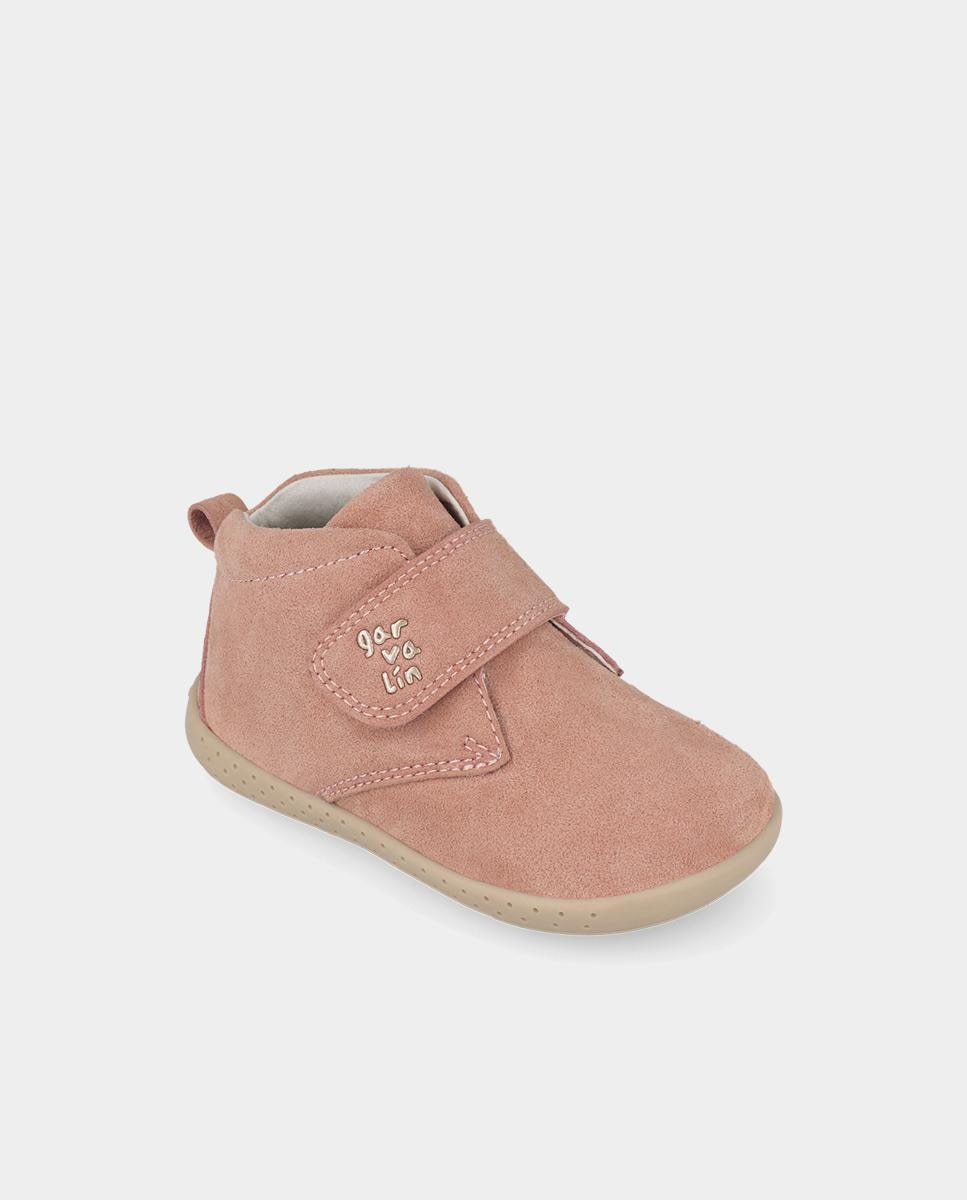 Botines barefoot de niños de piel con puntera protectora y forro on-steam - Garvalín - Rosa pastel Rosa pastel-4