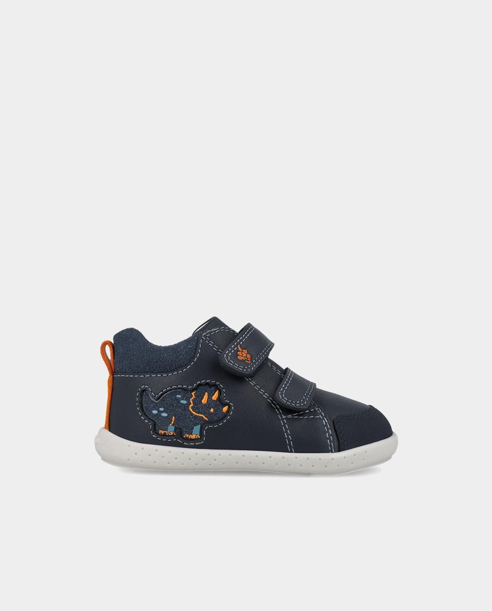 Botines barefoot de niño con cierre ajustable y forro on-steam - Garvalín - Azul marino Azul marino-1