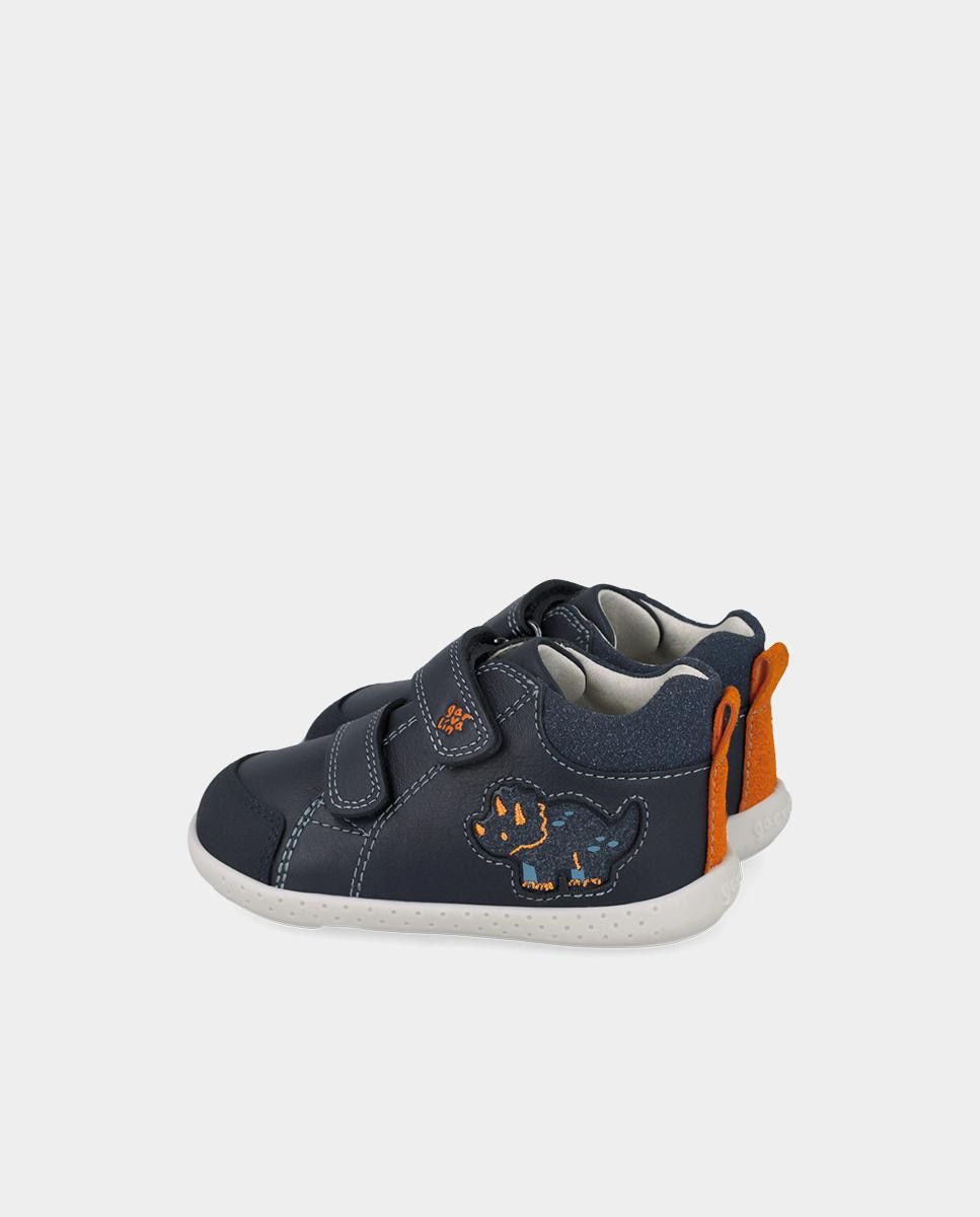 Botines barefoot de niño con cierre ajustable y forro on-steam - Garvalín - Azul marino Azul marino-3