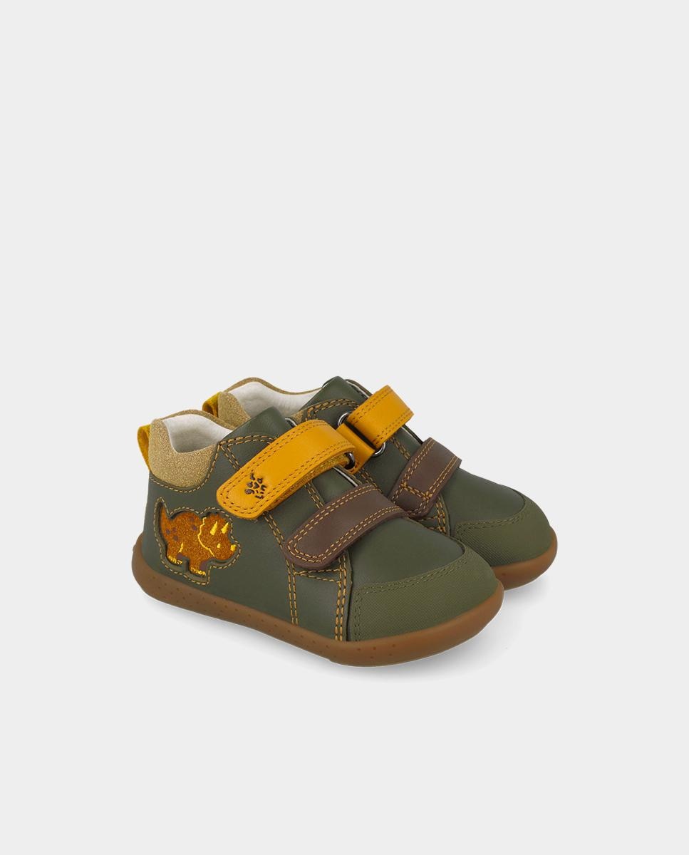 Botines barefoot de niño con cierre ajustable y forro on-steam - Garvalín - Verde Verde-2