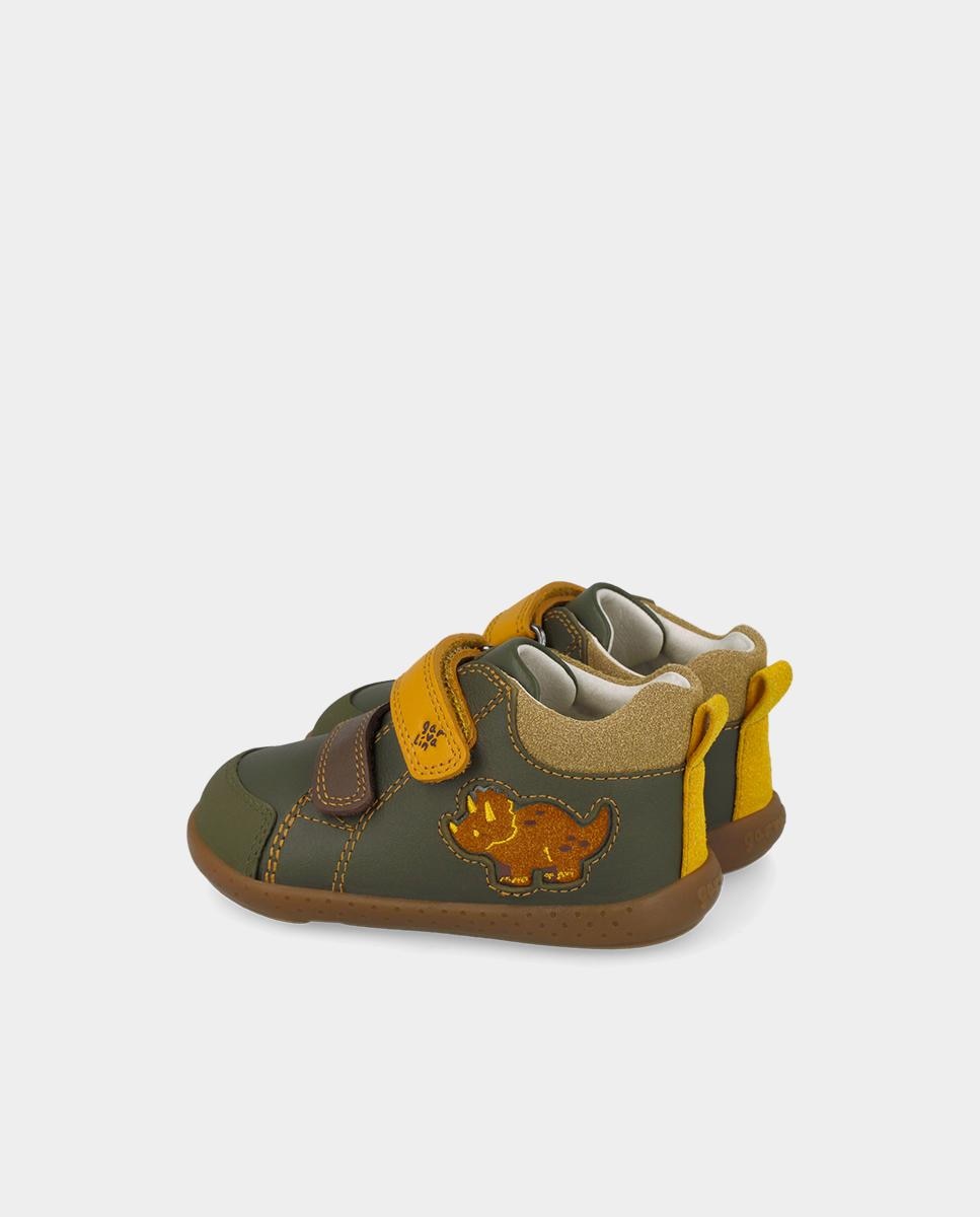 Botines barefoot de niño con cierre ajustable y forro on-steam - Garvalín - Verde Verde-3