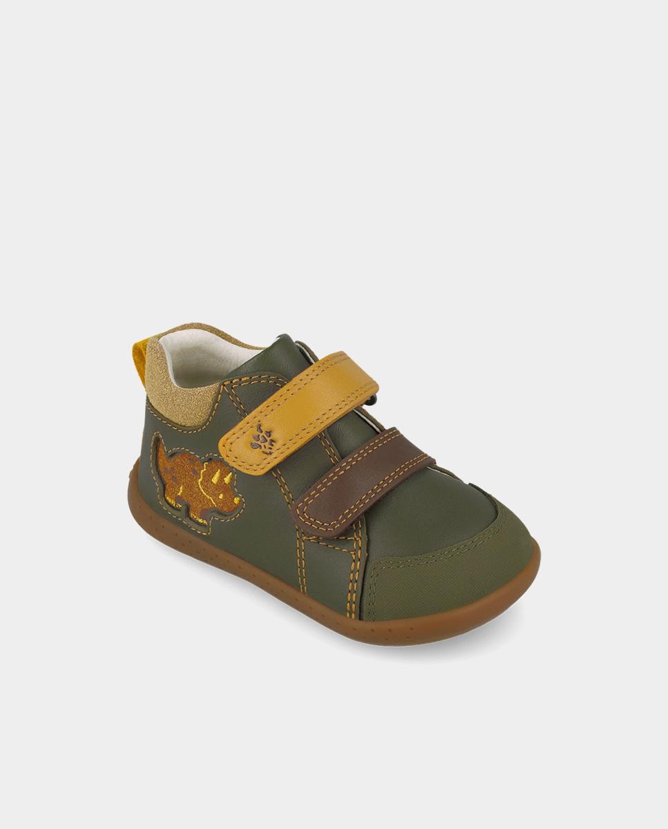 Botines barefoot de niño con cierre ajustable y forro on-steam - Garvalín - Verde Verde-4