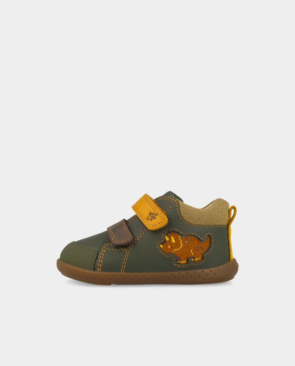 Botines barefoot de niño con cierre ajustable y forro on-steam - Garvalín - Verde Verde-5
