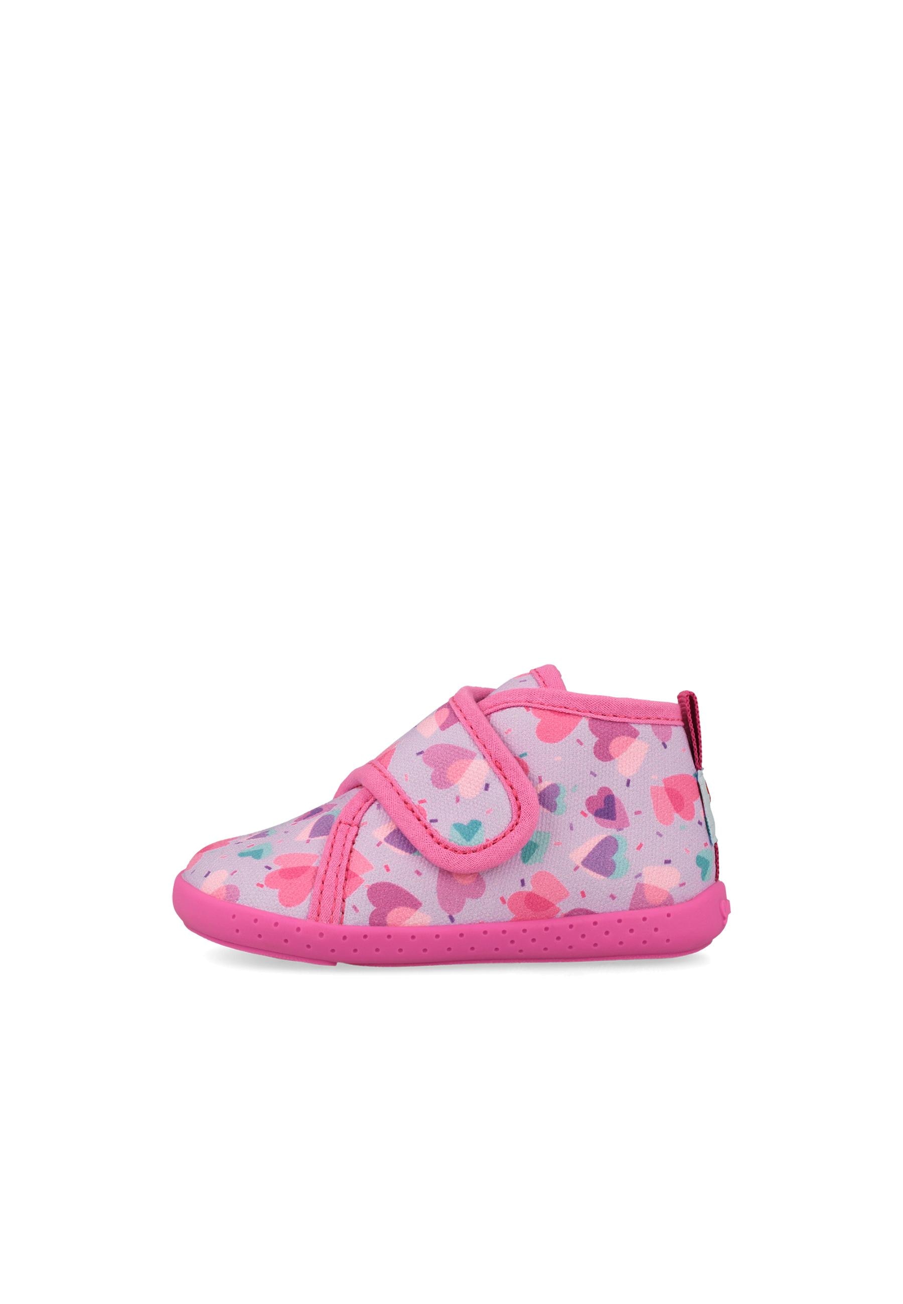 Zapatillas de casa cerradas barefoot de niña con cierre ajustable - Garvalín - Fucsia Fucsia-1