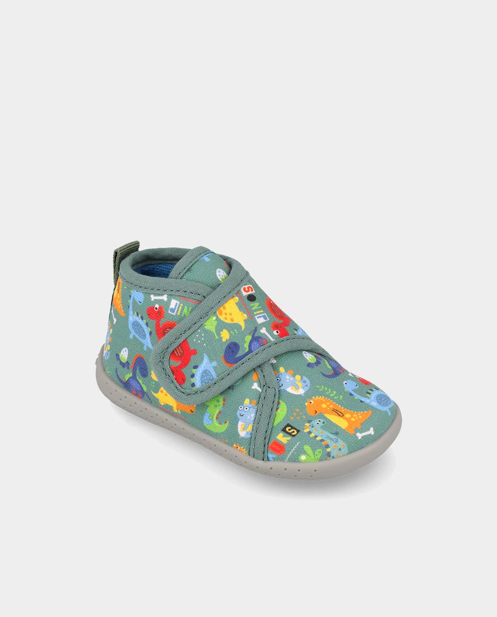 Zapatillas cerradas de casa barefoot de niño con cierre ajustable - Garvalín - Verde Verde-4