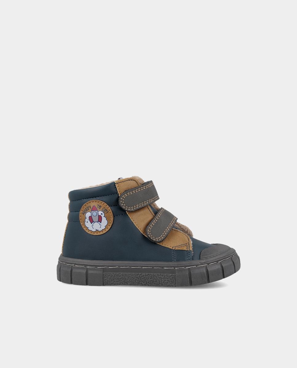 Botines barefoot de niño con puntera reforzada flexible - Garvalín - Azul marino Azul marino-1