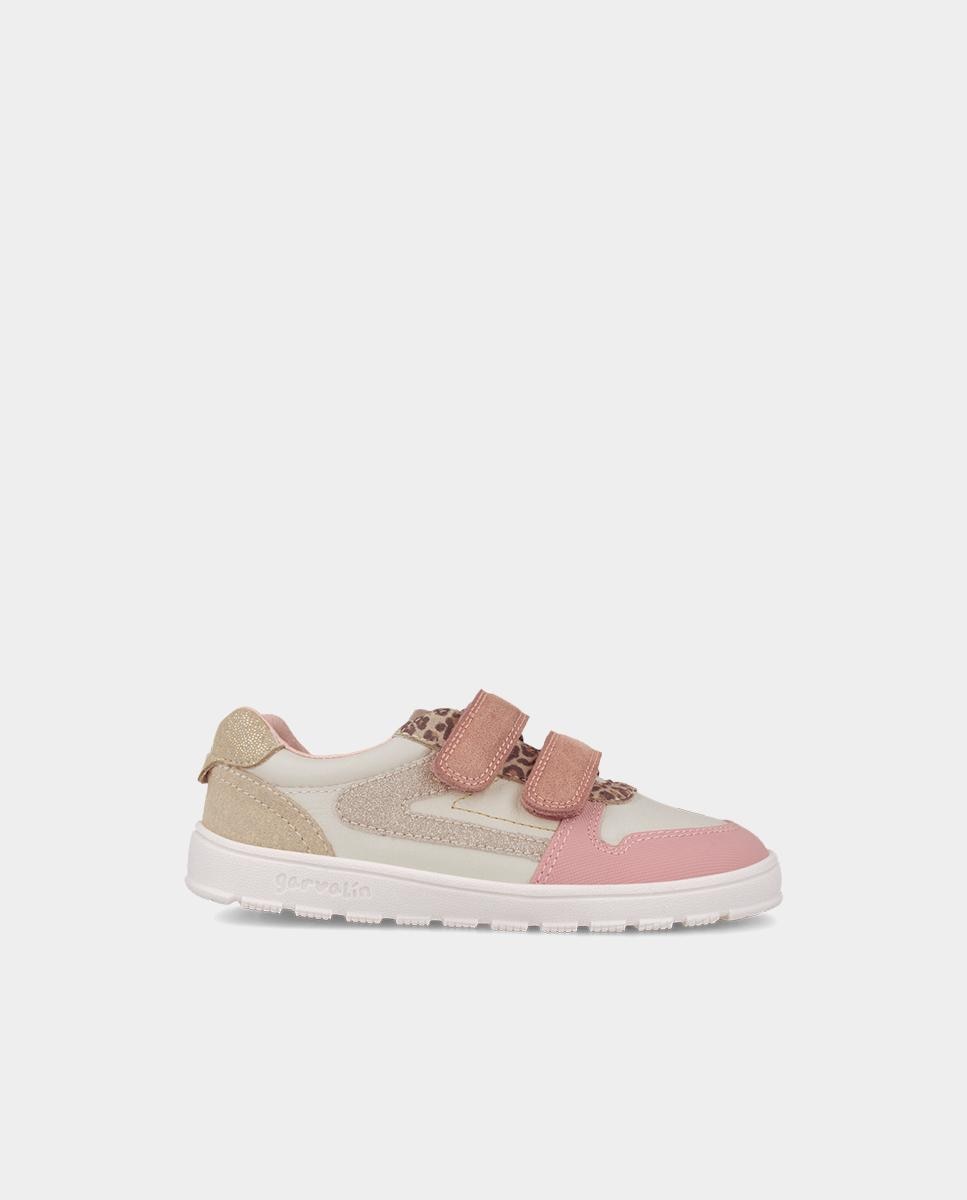 Imagen 0 de Zapatillas de piel barefoot de niña con cierre ajustable Rosa claro