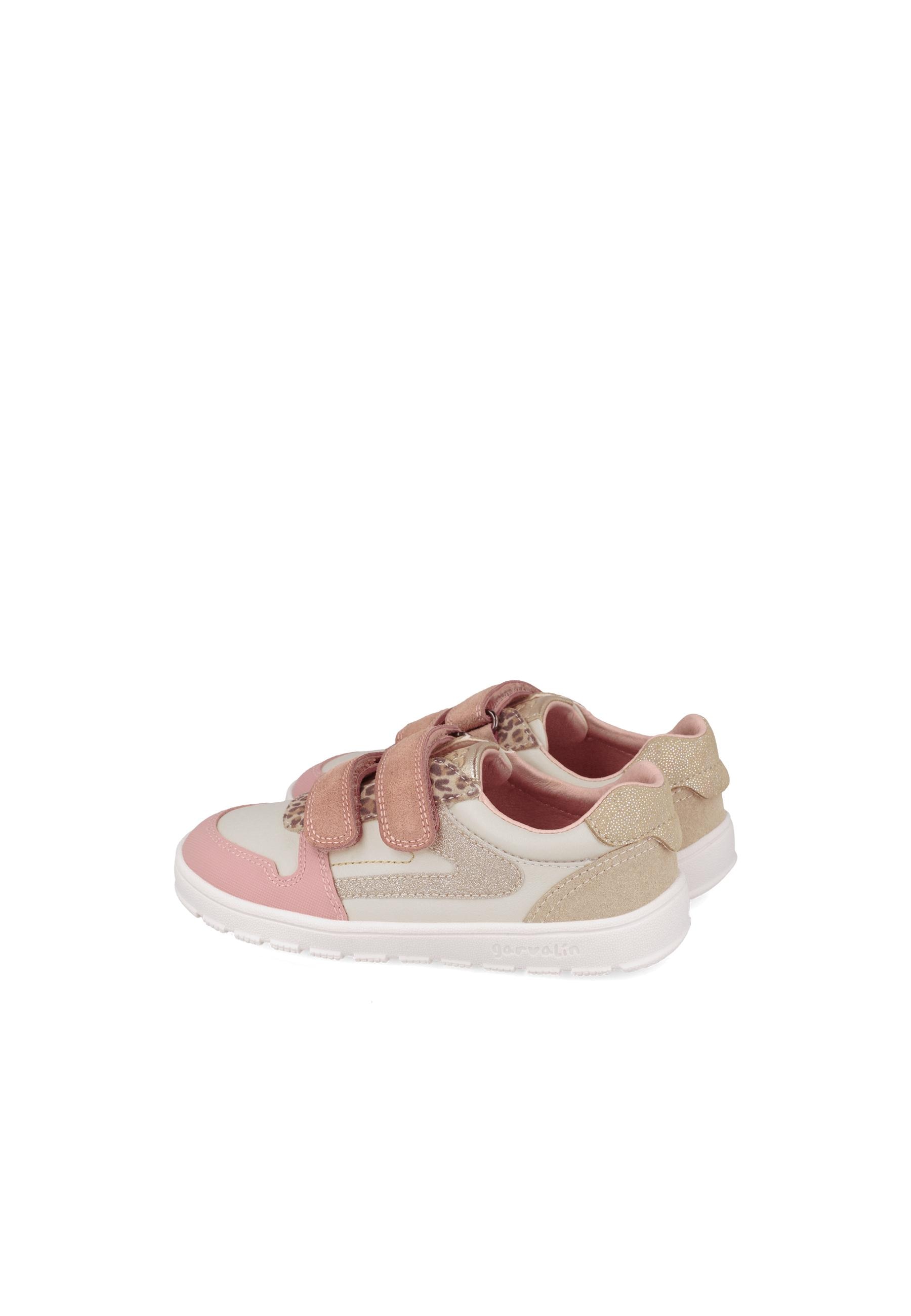 Zapatillas de piel barefoot de niña con cierre ajustable - Garvalín - Rosa claro Rosa claro-3