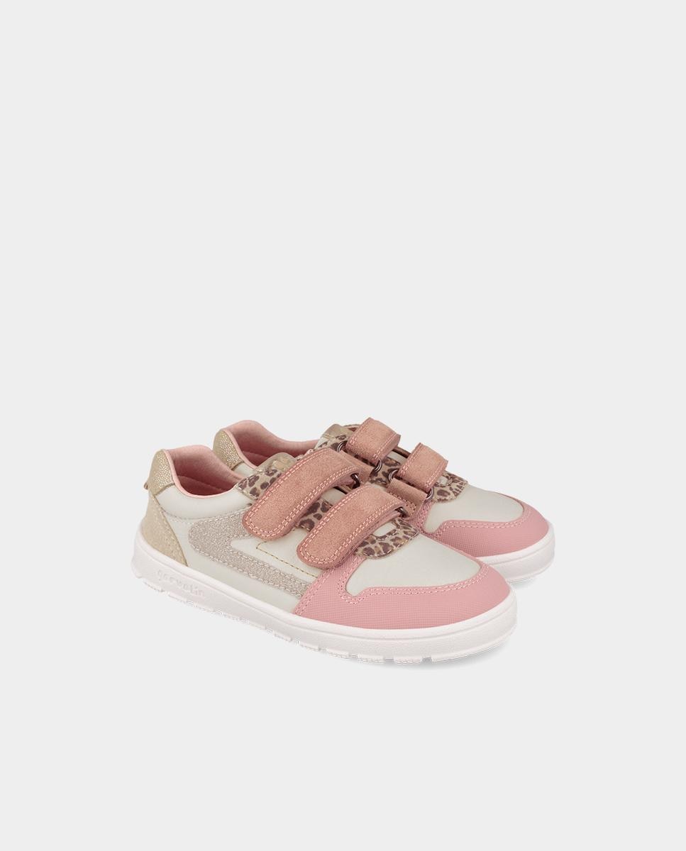 Imagen 2 de Zapatillas de piel barefoot de niña con cierre ajustable - Garvalín - Rosa claro Rosa claro