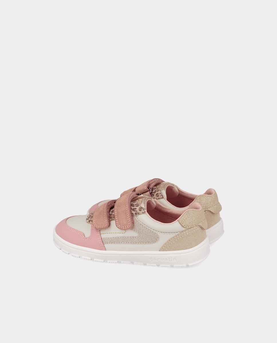Imagen 3 de Zapatillas de piel barefoot de niña con cierre ajustable - Garvalín - Rosa claro Rosa claro