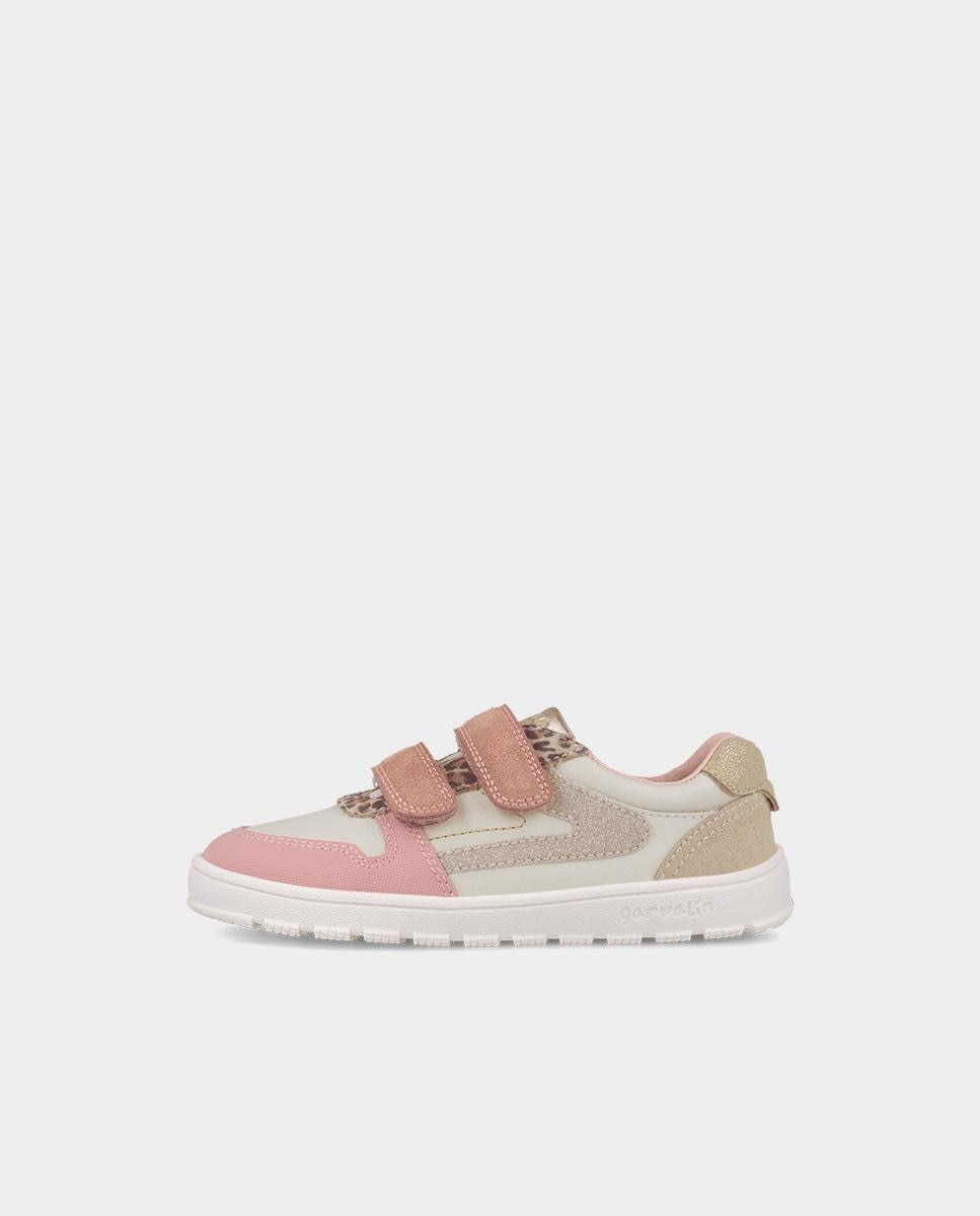 Imagen 5 de Zapatillas de piel barefoot de niña con cierre ajustable - Garvalín - Rosa claro Rosa claro