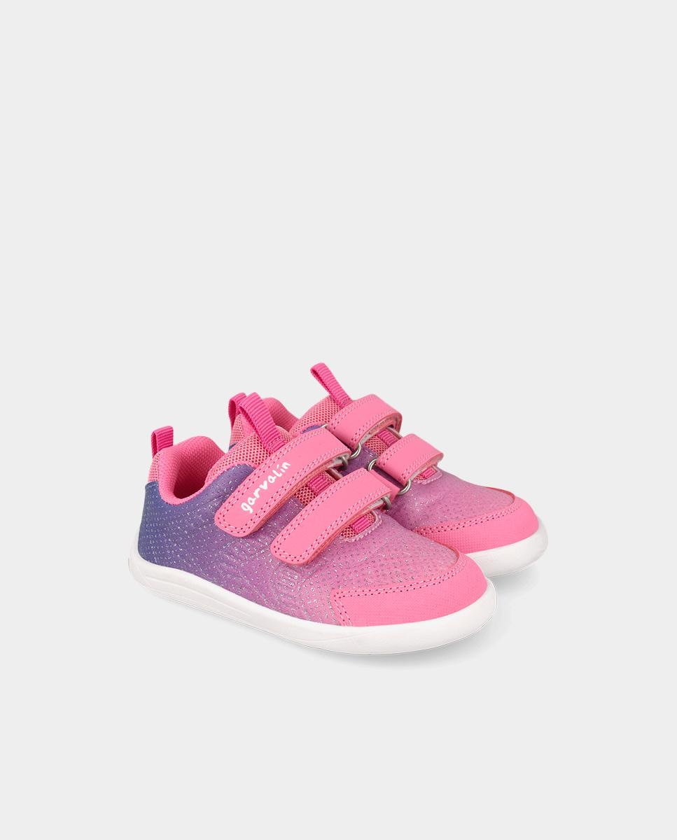 Zapatilla barefoot de niños con cierre ajustable y diseño deportivo - Garvalín - Rosa Rosa-2