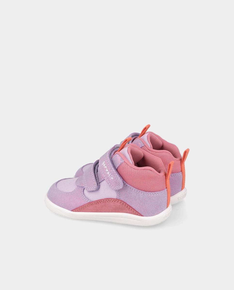 Botines barefoot de niños con cierre ajustable y diseño deportivo - Garvalín - Lila Lila-3