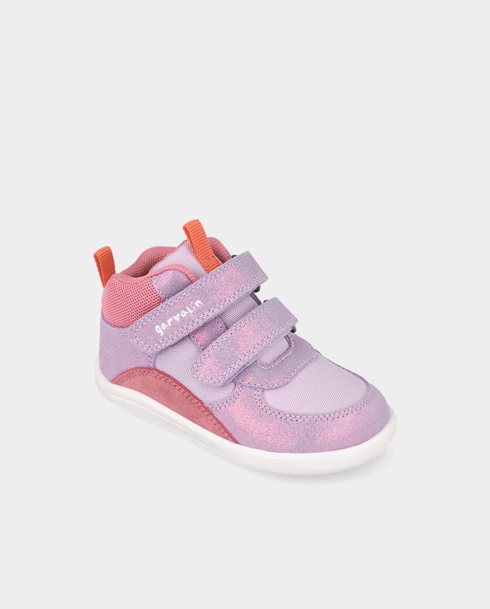 Botines barefoot de niños con cierre ajustable y diseño deportivo - Garvalín - Lila Lila-4