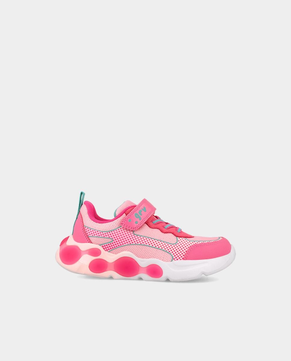 Zapatillas deportivas de niños muy ligeras con luces y cierre ajustable - Garvalín - Rosa Rosa-1