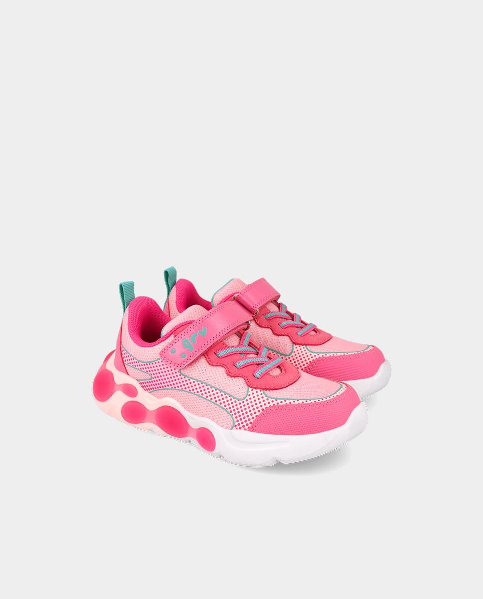 Zapatillas deportivas de niños muy ligeras con luces y cierre ajustable - Garvalín - Rosa Rosa-2