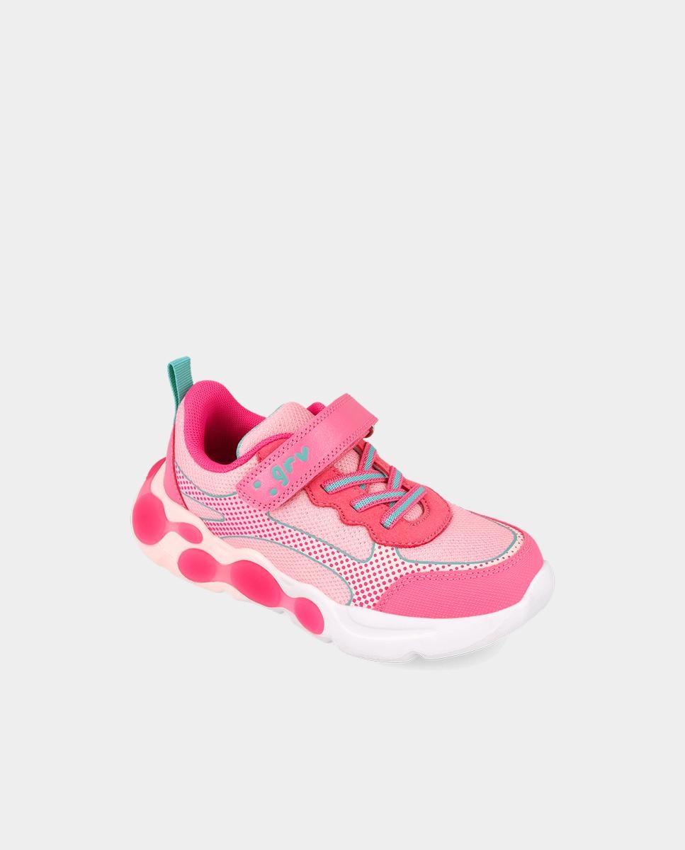 Zapatillas deportivas de niños muy ligeras con luces y cierre ajustable - Garvalín - Rosa Rosa-4