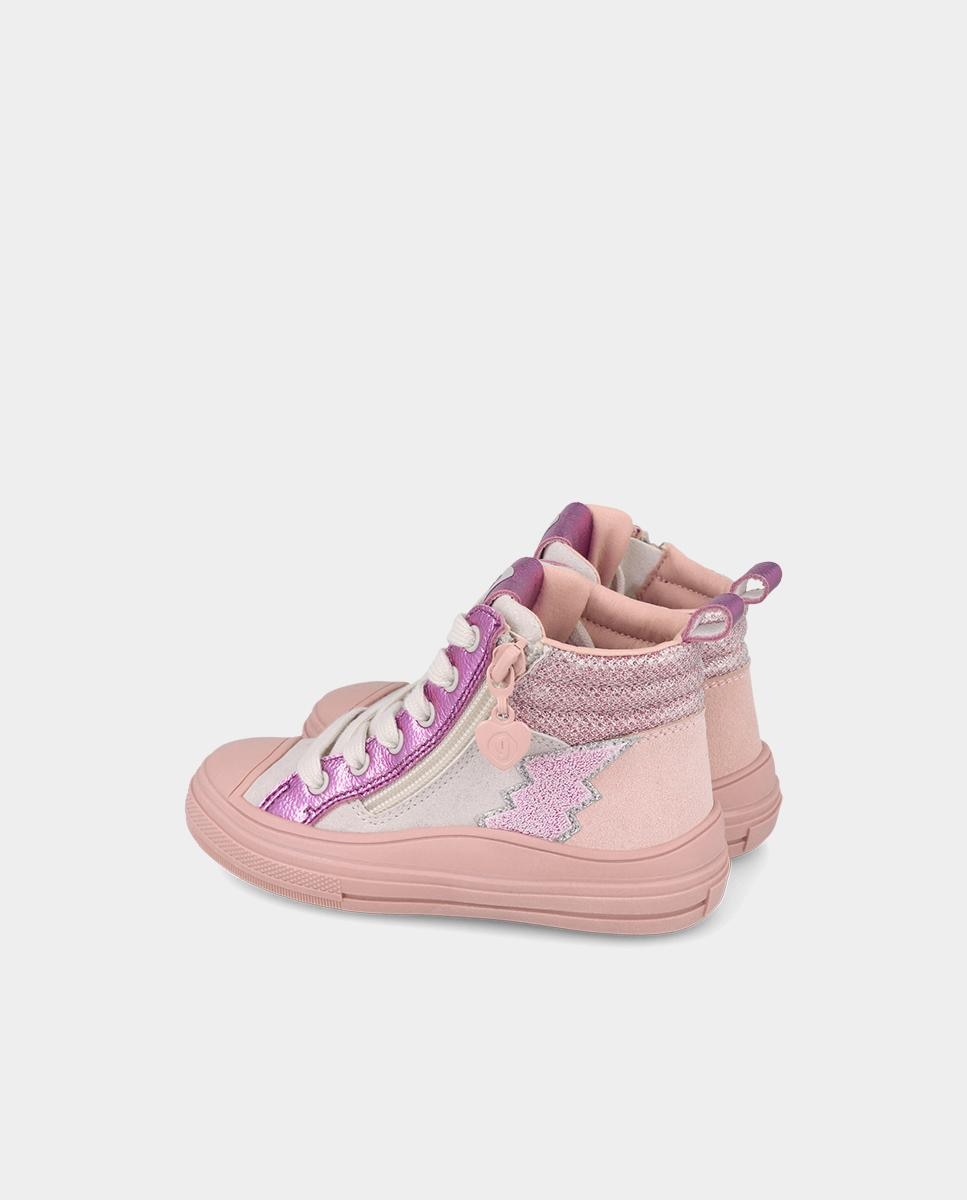 Botines deportivos de niña con cremallera - Garvalín - Rosa pastel Rosa pastel-3