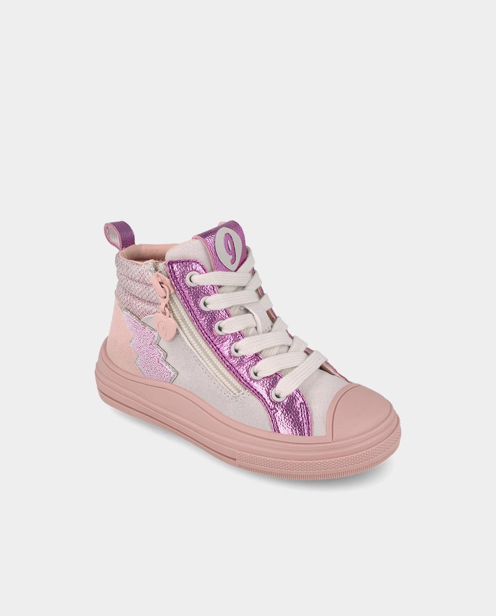 Botines deportivos de niña con cremallera - Garvalín - Rosa pastel Rosa pastel-4