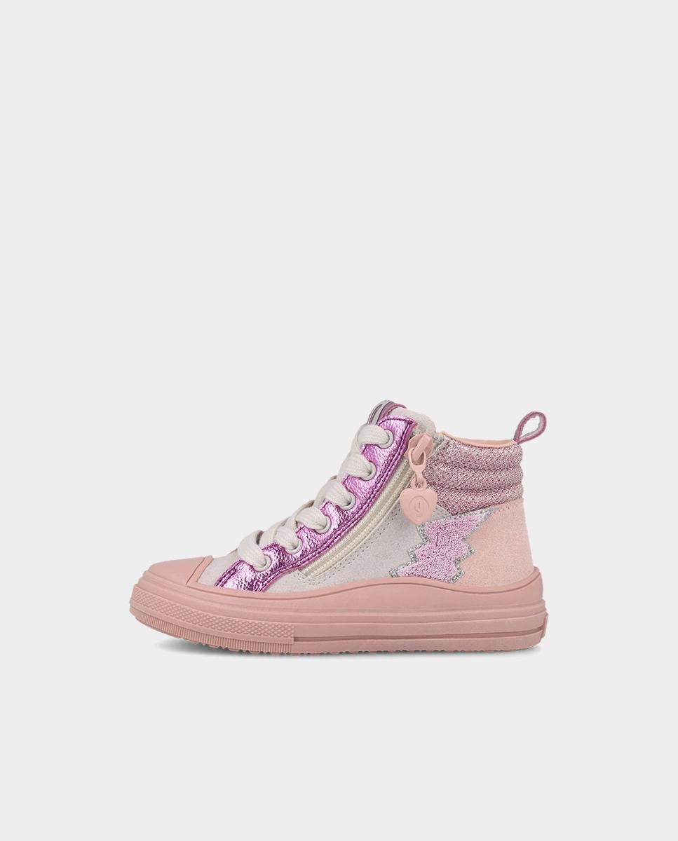 Botines deportivos de niña con cremallera - Garvalín - Rosa pastel Rosa pastel-5