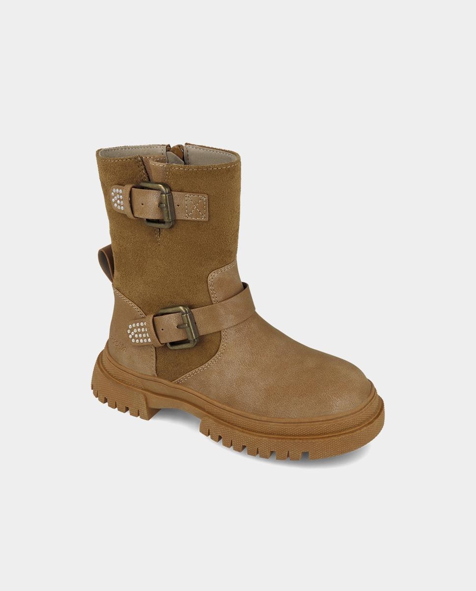 Botas chelsea de niña con cierre de cremallera y forro de microfibra - Garvalín - Marrón claro Marrón claro-4