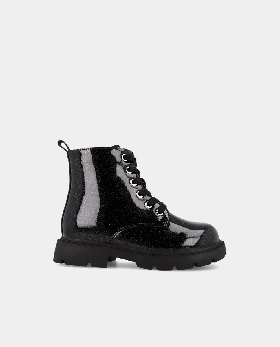 Botas de niña con cierre de cremallera y forro microfibra - Garvalín - Negro brillante Negro brillante-1