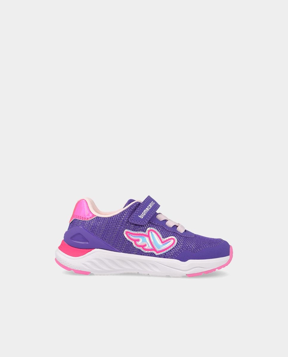 Deportivas de niña con puntera protegida de goma y cierre de velcro y elásticos. - Biomecanics - Morado Morado-1