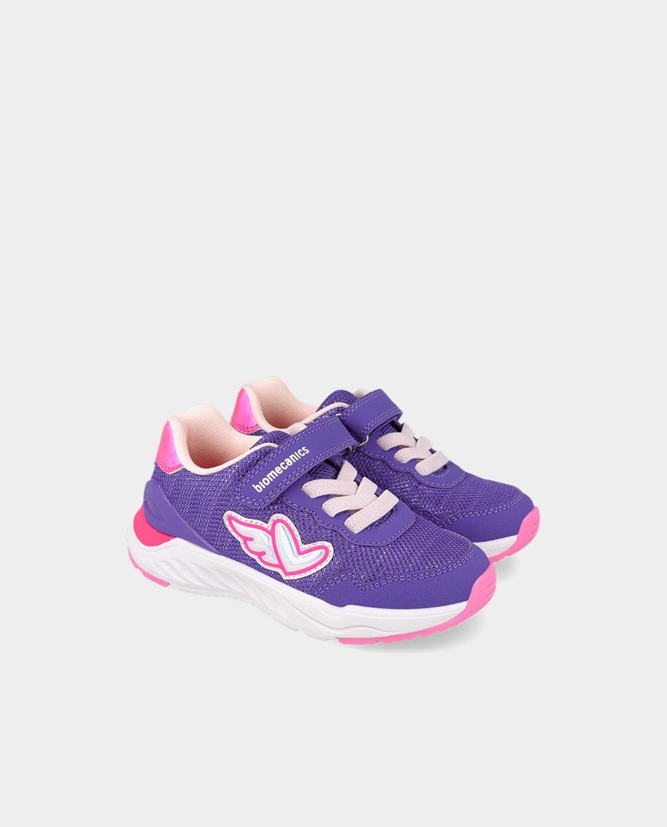 Deportivas de niña con puntera protegida de goma y cierre de velcro y elásticos. - Biomecanics - Morado Morado-2
